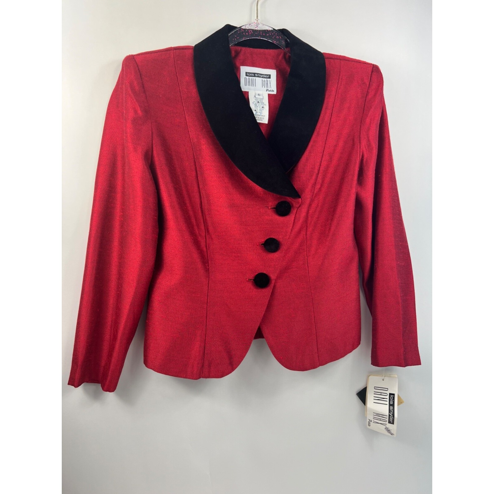 Nwt Vintage Lois Snyder Dani Max Jacket Women's Sz 6 Petite Red Black Collar